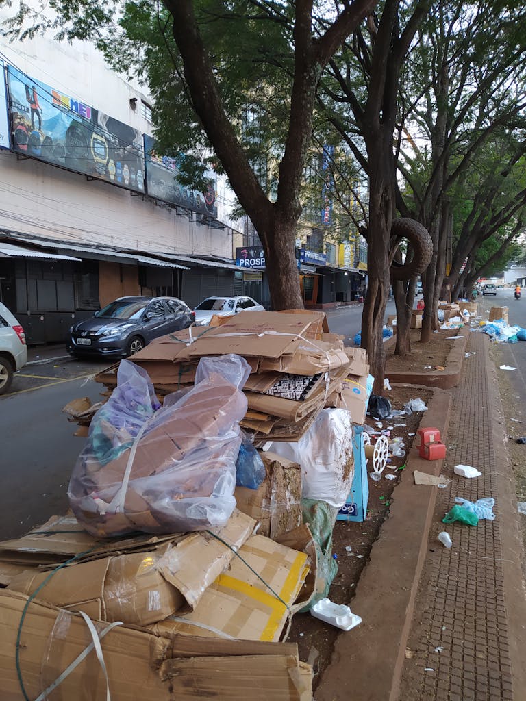 Piles of Trash by the Road