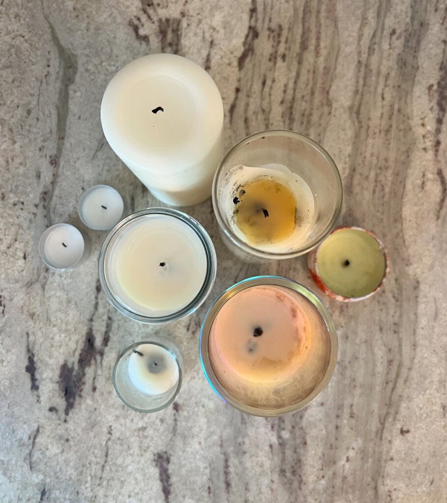 soy candles with burned wicks